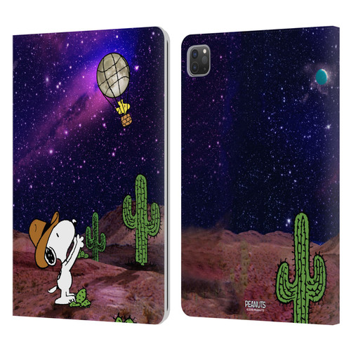 Peanuts Snoopy Space Cowboy Nebula Balloon Woodstock Leather Book Wallet Case Cover For Apple iPad Pro 11 2020 / 2021 / 2022
