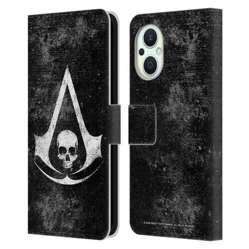 Assassin's Creed Black Flag Logos Grunge Leather Book Wallet Case Cover For OPPO Reno8 Lite