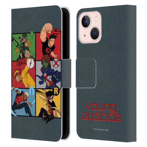 Young Justice Graphics Character Art Leather Book Wallet Case Cover For Apple iPhone 13 Mini