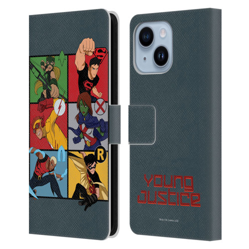 Young Justice Graphics Character Art Leather Book Wallet Case Cover For Apple iPhone 14 Plus