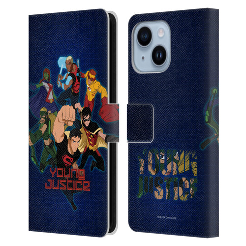 Young Justice Graphics Group Leather Book Wallet Case Cover For Apple iPhone 14 Plus