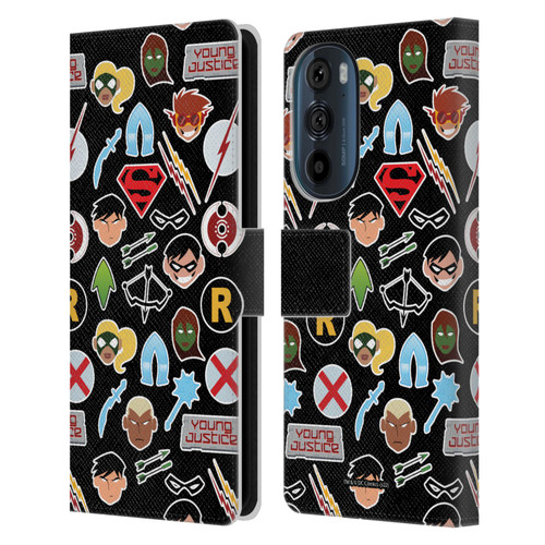 Young Justice Graphics Icons Leather Book Wallet Case Cover For Motorola Edge 30