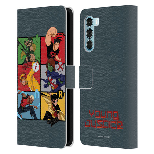 Young Justice Graphics Character Art Leather Book Wallet Case Cover For Motorola Edge S30 / Moto G200 5G