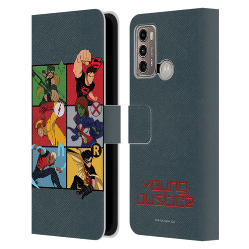 Young Justice Graphics Character Art Leather Book Wallet Case Cover For Motorola Moto G60 / Moto G40 Fusion