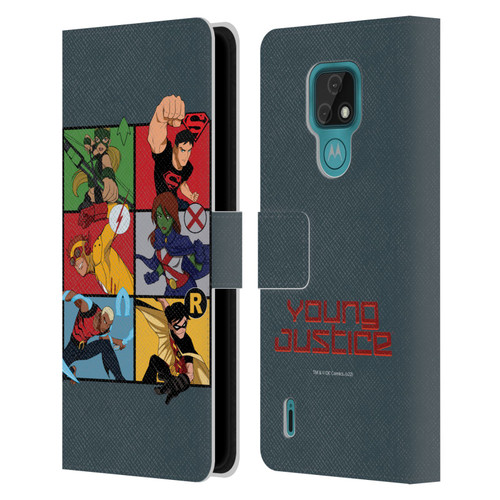 Young Justice Graphics Character Art Leather Book Wallet Case Cover For Motorola Moto E7