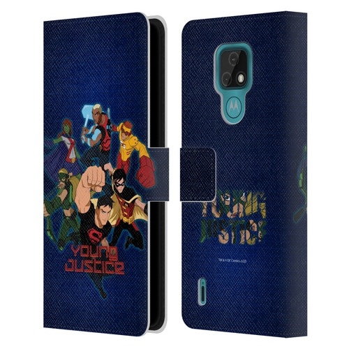 Young Justice Graphics Group Leather Book Wallet Case Cover For Motorola Moto E7