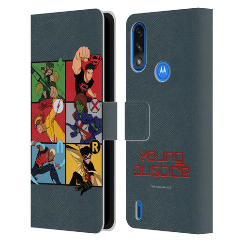 Young Justice Graphics Character Art Leather Book Wallet Case Cover For Motorola Moto E7 Power / Moto E7i Power