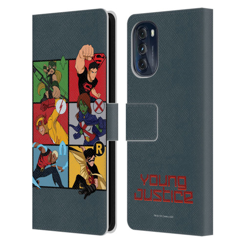 Young Justice Graphics Character Art Leather Book Wallet Case Cover For Motorola Moto G (2022)