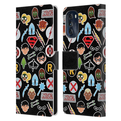 Young Justice Graphics Icons Leather Book Wallet Case Cover For Motorola Moto G (2022)