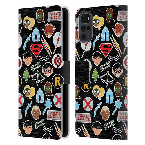 Young Justice Graphics Icons Leather Book Wallet Case Cover For Motorola Moto G22
