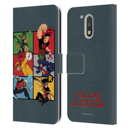 Young Justice Graphics Character Art Leather Book Wallet Case Cover For Motorola Moto G41