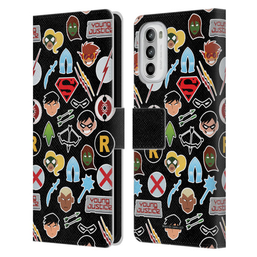 Young Justice Graphics Icons Leather Book Wallet Case Cover For Motorola Moto G52