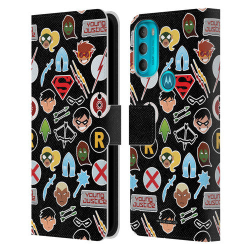 Young Justice Graphics Icons Leather Book Wallet Case Cover For Motorola Moto G71 5G