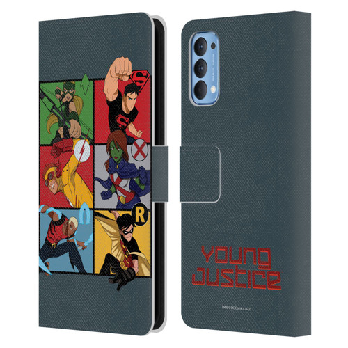 Young Justice Graphics Character Art Leather Book Wallet Case Cover For OPPO Reno 4 5G
