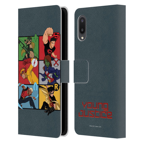 Young Justice Graphics Character Art Leather Book Wallet Case Cover For Samsung Galaxy A02/M02 (2021)