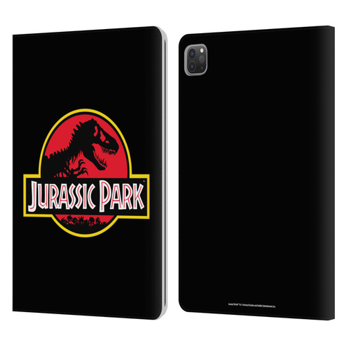 Jurassic Park Logo Plain Black Leather Book Wallet Case Cover For Apple iPad Pro 11 2020 / 2021 / 2022