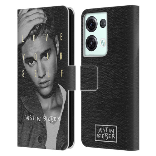 Justin Bieber Purpose B&w Love Yourself Leather Book Wallet Case Cover For OPPO Reno8 Pro