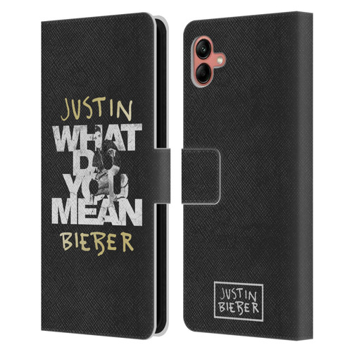 Justin Bieber Purpose B&w What Do You Mean Typography Leather Book Wallet Case Cover For Samsung Galaxy A04 (2022)