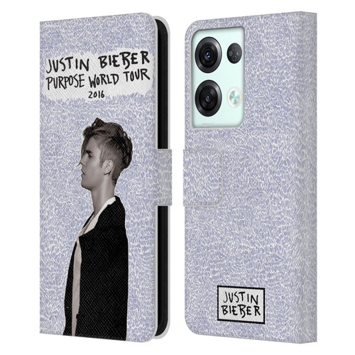 Justin Bieber Purpose World Tour 2016 Leather Book Wallet Case Cover For OPPO Reno8 Pro