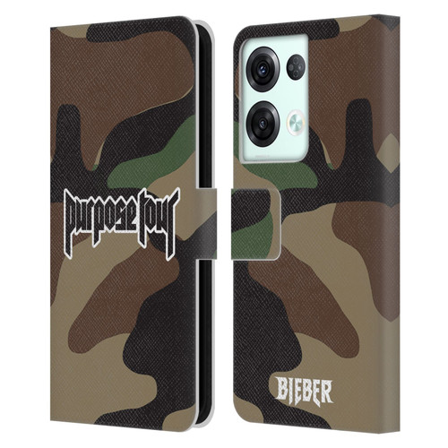 Justin Bieber Tour Merchandise Camouflage Leather Book Wallet Case Cover For OPPO Reno8 Pro