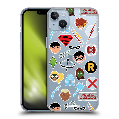 Young Justice Graphics Icons Soft Gel Case for Apple iPhone 14 Plus