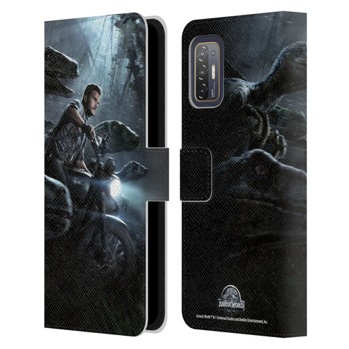 Jurassic World Key Art Owen & Velociraptors Leather Book Wallet Case Cover For HTC Desire 21 Pro 5G