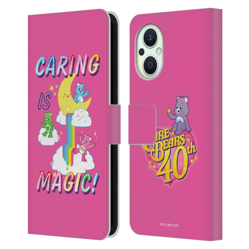 Care Bears 40th Anniversary Caring Is Magic Leather Book Wallet Case Cover For OPPO Reno8 Lite