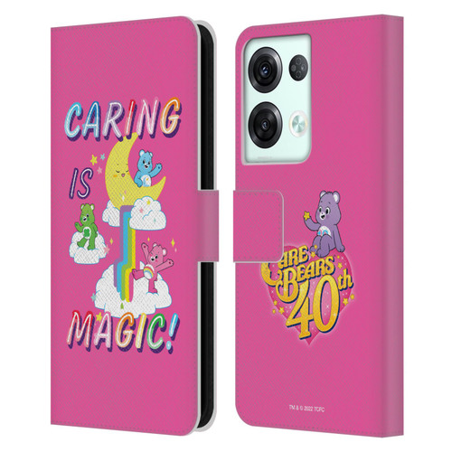 Care Bears 40th Anniversary Caring Is Magic Leather Book Wallet Case Cover For OPPO Reno8 Pro