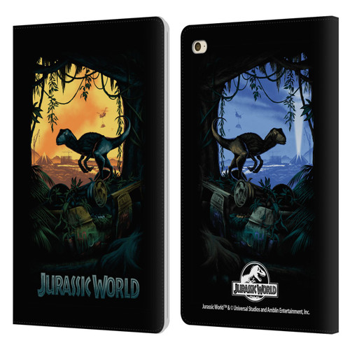 Jurassic World Key Art Blue Velociraptor Leather Book Wallet Case Cover For Apple iPad mini 4