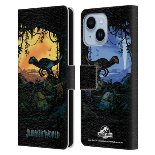 Jurassic World Key Art Blue Velociraptor Leather Book Wallet Case Cover For Apple iPhone 14 Plus