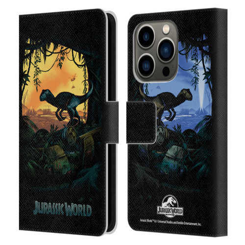 Jurassic World Key Art Blue Velociraptor Leather Book Wallet Case Cover For Apple iPhone 14 Pro