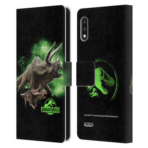 Jurassic World Key Art Triceratops Leather Book Wallet Case Cover For LG K22