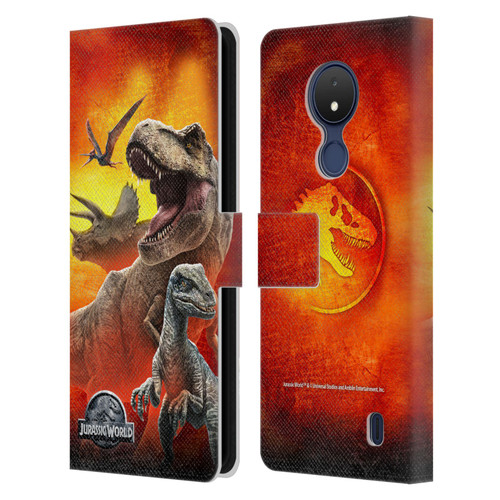 Jurassic World Key Art Dinosaurs Leather Book Wallet Case Cover For Nokia C21