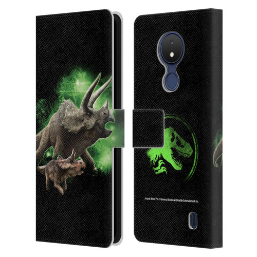 Jurassic World Key Art Triceratops Leather Book Wallet Case Cover For Nokia C21