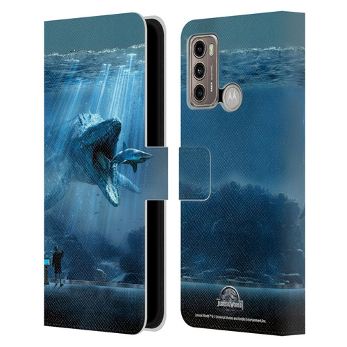Jurassic World Key Art Mosasaurus Leather Book Wallet Case Cover For Motorola Moto G60 / Moto G40 Fusion