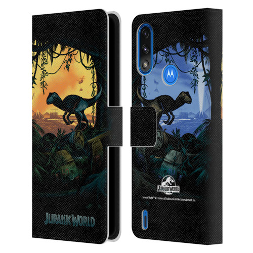 Jurassic World Key Art Blue Velociraptor Leather Book Wallet Case Cover For Motorola Moto E7 Power / Moto E7i Power