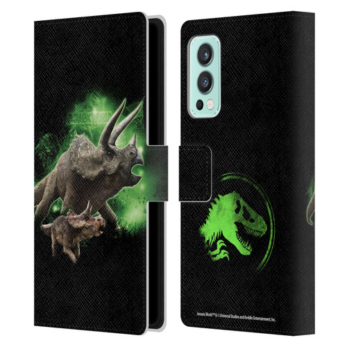 Jurassic World Key Art Triceratops Leather Book Wallet Case Cover For OnePlus Nord 2 5G