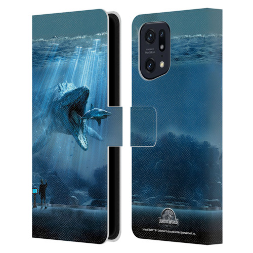 Jurassic World Key Art Mosasaurus Leather Book Wallet Case Cover For OPPO Find X5