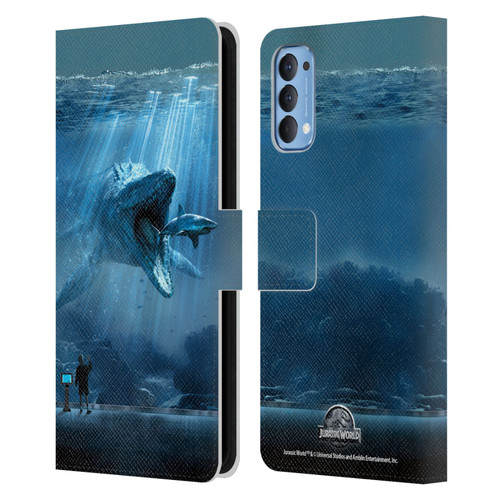 Jurassic World Key Art Mosasaurus Leather Book Wallet Case Cover For OPPO Reno 4 5G