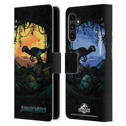Jurassic World Key Art Blue Velociraptor Leather Book Wallet Case Cover For Samsung Galaxy A13 5G (2021)