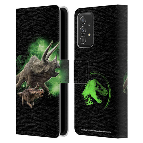 Jurassic World Key Art Triceratops Leather Book Wallet Case Cover For Samsung Galaxy A52 / A52s / 5G (2021)