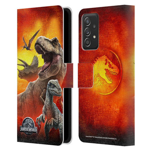 Jurassic World Key Art Dinosaurs Leather Book Wallet Case Cover For Samsung Galaxy A53 5G (2022)