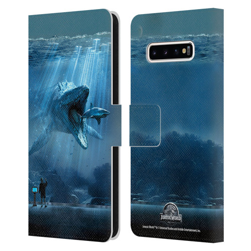 Jurassic World Key Art Mosasaurus Leather Book Wallet Case Cover For Samsung Galaxy S10+ / S10 Plus
