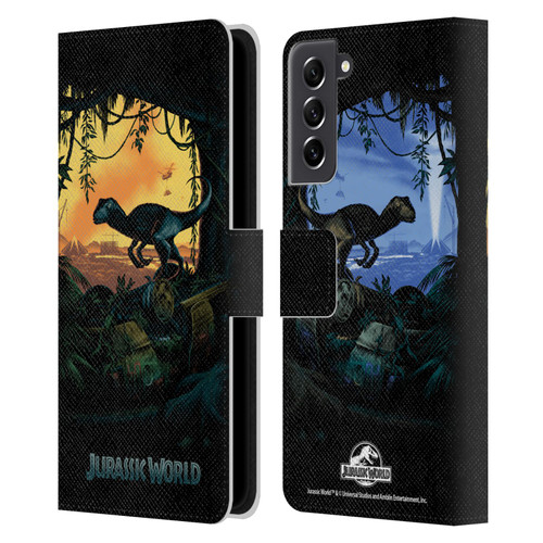 Jurassic World Key Art Blue Velociraptor Leather Book Wallet Case Cover For Samsung Galaxy S21 FE 5G