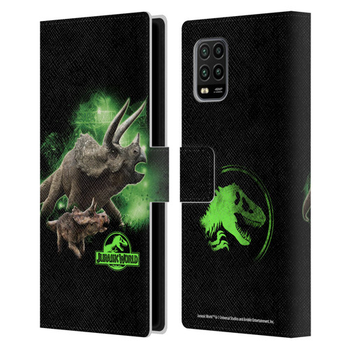 Jurassic World Key Art Triceratops Leather Book Wallet Case Cover For Xiaomi Mi 10 Lite 5G