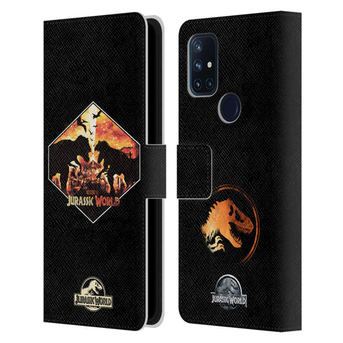 Jurassic World Vector Art T-Rex VS. Indoraptor Leather Book Wallet Case Cover For OnePlus Nord N10 5G