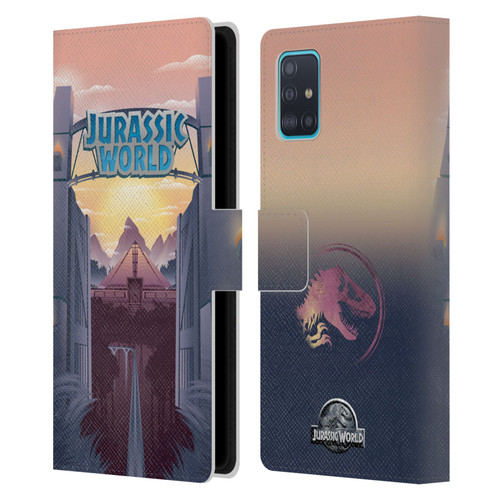 Jurassic World Vector Art Park's Gate Leather Book Wallet Case Cover For Samsung Galaxy A51 (2019)