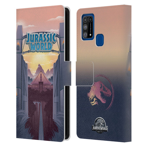 Jurassic World Vector Art Park's Gate Leather Book Wallet Case Cover For Samsung Galaxy M31 (2020)