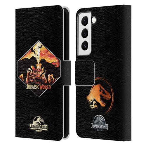 Jurassic World Vector Art T-Rex VS. Indoraptor Leather Book Wallet Case Cover For Samsung Galaxy S22 5G