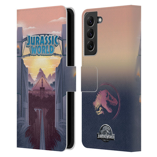 Jurassic World Vector Art Park's Gate Leather Book Wallet Case Cover For Samsung Galaxy S22+ 5G